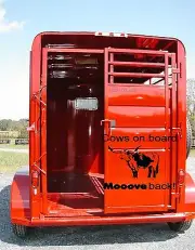 Cows on Board MOOVE Back Trailer Decal Stickers 20x20 Livestock Sticker Decals