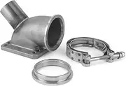 XTevu 90 Degree Turbo Elbow Adapter 2.5in Stainless Steel V Band Downpipe Adapter Flange Wastegate Tube Kit for T3 T4 Turbo Flange Turbocharge