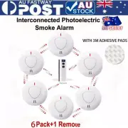 6 ANKA Wireless Interconnected Photoelectric Battery Smoke Alarms & Remote