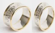 14k Gold My Soul Mate Anam Cara Wedding Ring Set White and yellow Gold