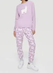 "New w Tag" Peter Alexander Women's Lilac Llama Pajama Pyjama Set -Size L