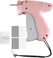Stitchy Gun for Clothes - Handheld Stitch Gun Quick Clothing Fixer - Mini Stitch Tagging Gun - Includes 5 Needle, 1000 Black Fasteners & 1000 White Fasteners (Pink)