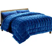 Bedding Faux Mink Quilt Comforter Duvet Doona Winter Throw Blanket Teal Queen