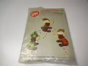 Vintage Columbia Minerva Candy Cane Koala Bears Felt Sequin Ornaments Kit - HTF