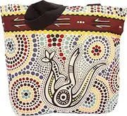 [Generic] Aboriginal Tote Bag, Shopping Bag, Beach Bag - Kangaroo in Summer Flowers - Australia, Indigenous, Souvenir, Gift