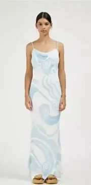 Roame Slip Bias Cut Cowl Neckline Dress Size 3 AU12/US8 Sky Blue RRP $420 BNWT