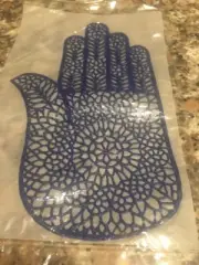 RARE VTG Hamsa Hand Iron On Transfer Appliqué DAISY WAVES Pattern A Blue