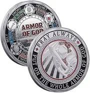 Put On The Whole Armor of God Knight Templar Coin Prayer Coin, Prayer Pocket Hug Token Lucky Coin Pray Always Challenge Coin