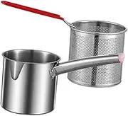 DECOMELODY 1 Set Stainless Steel Deep Fryer Kit with Ergonomic Handle Fry Pot and Frying Basket for Convenient Cooking Kitchen