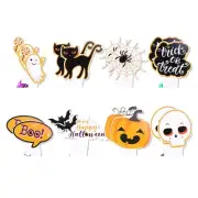 16Pcs Cake Toppers Halloween Cupcake Toppers Cake Insert Cards for Party Decor