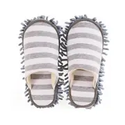 Catzon Cozy Washable Dust Mop Slippers Stripe Home Slippers-Gray