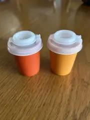 Tupperware Mini Midget Salt & Pepper Shakers Flip Top Lids 2 oz Harvest Colors