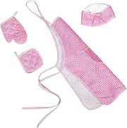 ZUNOXAZ 1 Set Chef Hat and Apron Set Gingham Cooking Tool for Pretend Kitchen Play Painting and Baking Activities Enhances Imagination and Comfort