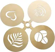 4 Pcs Stainless Steel Coffee Decorating Stencils Coffee Foam Art Stencils Coffee Design Templates for Cappuccino Chocolate