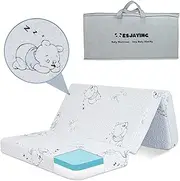ESJAYING Pack and Play Mattress Pad, 38x26 Baby Mattress for Pack N Play, Gel Memory Foam Pack N Play Mattresses with Soft Washable Cover for Crib Baby Toddler, Portable & Breathable