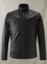 Cafe Racer Leather Jacket Black Quilted Zipper Closer Soft Premium Lambskin Coat