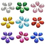 100 Flatback Acrylic TearDrop Sewing Rhinestone Gem Button 18mm Sew on beads