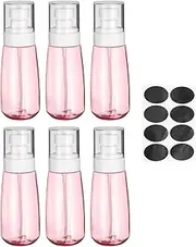 sourcing map 6Pcs Small Spray Bottles, 100ml/3.4 oz Travel Size Spray Bottle Fine Mist Empty Refillable Travel Containers with Labels for Perfume Cosmetic Essential Oil (Pink/Clear)