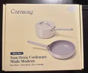 Caraway Minis Duo Cookware 8” Mini Fry Pan + 1.75 qt Sauce Pan With Lid Cream