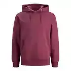 Jack & Jones Men's Plain Hoodie in Hawthorn Rose Relaxed Fit 12161145 cotton
