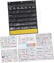 TEHAUX 1 Set Practical Weekly Hanging Calendar for Educational Pocket Chart with Calendar Cards for Classroom Home Use for Teaching Seasons Dates Concepts