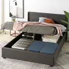 Zinus Bed Frame Double Size Fabric Gas Lift Dark Grey Storage Base