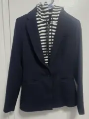 Cynthia Rowley Removable Hoodie Blazer Jacket Women's XS Convertible Navy READ