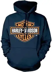 [HARLEY-DAVIDSON] Men's Orange Bar & Shield Navy Pullover Sweatshirt 30291742