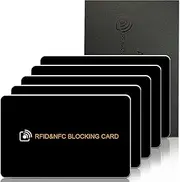 [AYAIM] 5Pack RFID Blocking Card, Protection Entire Wallet Shield, Credit Card Protector NFC Bank Debit Blocker, Identity Theft Prevention for Passport Travel Security, Perfectly Fits in Purse, Black