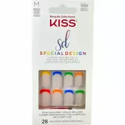 Kiss Nails Special Design Press Glue Manicure Medium Matte French Rainbow Pride