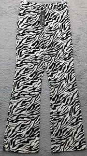 Motel Zoven Trouser Pants Women's S Black White Zebra Print Mid Rise Flat Front