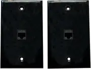BUPLDET 1 Port Ethernet Wall Plate Black - Single Gang Cat6 RJ45 Ethernet Cable Wall Plate Female to Female Cover plate (2-Pack)