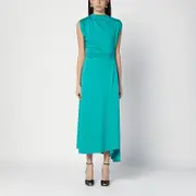 [Victoria Beckham] Peacock coloured dress with draping 10 UK Light blue