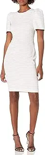 [Calvin Klein] Women's Striped Princess Sleeved Sheath Dress