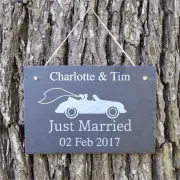 Just Married Car Personalised Slate Sign