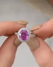 2.40 Ct Oval Natural Purple Sapphire Diamond Women s Ring 14K solid white gold
