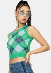 Isle Edge Of Heaven Cropped Argyle Vest