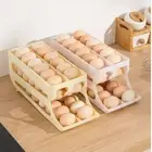 Two Tier Egg Roller Rack Large Capacity Refrigerator Egg Storage Box