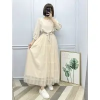 在飛比找蝦皮購物優惠-🎀LinLin服飾🎀韓標。氣質雪紡拼接雙層網紗長洋裝