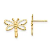 14K Yellow Gold Dragonfly Stud Earrings Push Back Madi K Children's Jewelry