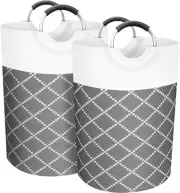 Laundry Basket, 2-Pack 82L Waterproof Laundry Hamper, Collapsible Laundry Bag wi