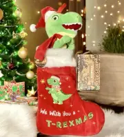 Children's Christmas Musical T-Rex Dinosaur Plush Stocking 20"+ Dino Figures