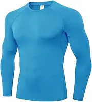 [Yuerlian] Compression Shirt for Men Long Sleeve Sports Running Base Layer Top Quick Dry Gym Workout T-Shirts Athletic Training Undershirts, Blue, XXL