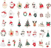 COHEALI Xmas Pendant Charm Set 38pcs Snowman Bell Charms for Jewelry Making Christmas Decor
