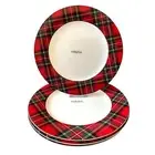 Mikasa Bone China TARTAN RED Plaid Christmas Dinner Plates 11" NEW (Set of 4)