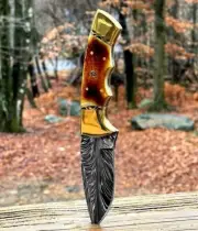Handmade Damascus Fixed Blade Knife with Sheath |Functional |Camping |Outdoor