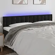 Bed Headboard LED, Beds Head Frame LED Headboard Black 200 cm Velvet