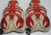 2 Nautica Decorative Lobster Pillows Beads Sequins Embroidered NEW 18"