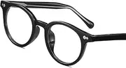 Fashion Oversized Round Reading Glasses for Men, Flexible TR Frame Eyeglasses, Blue Light Blocking Computer Readers