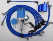 FORD Y Block 272 292 312 BLUE Small Cap HEI Distributor + coil +Spark Plug Wires